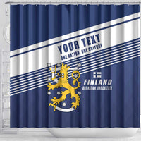 Personalized Finland One Nation One Culture Shower Curtain A Crowned Lion with Flag