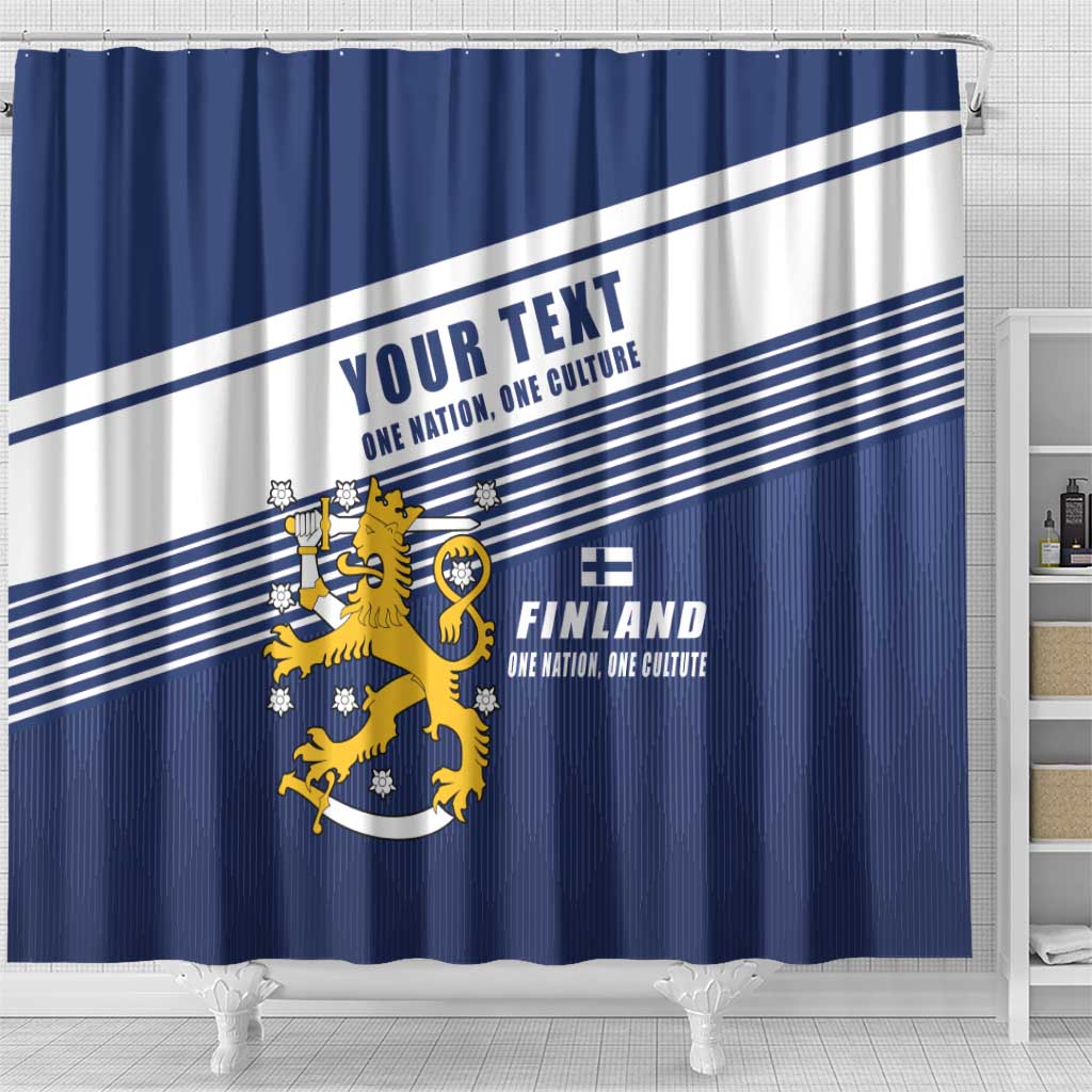Personalized Finland One Nation One Culture Shower Curtain A Crowned Lion with Flag