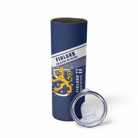 Personalized Finland One Nation One Culture Skinny Tumbler A Crowned Lion with Flag