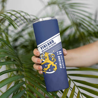 Personalized Finland One Nation One Culture Skinny Tumbler A Crowned Lion with Flag
