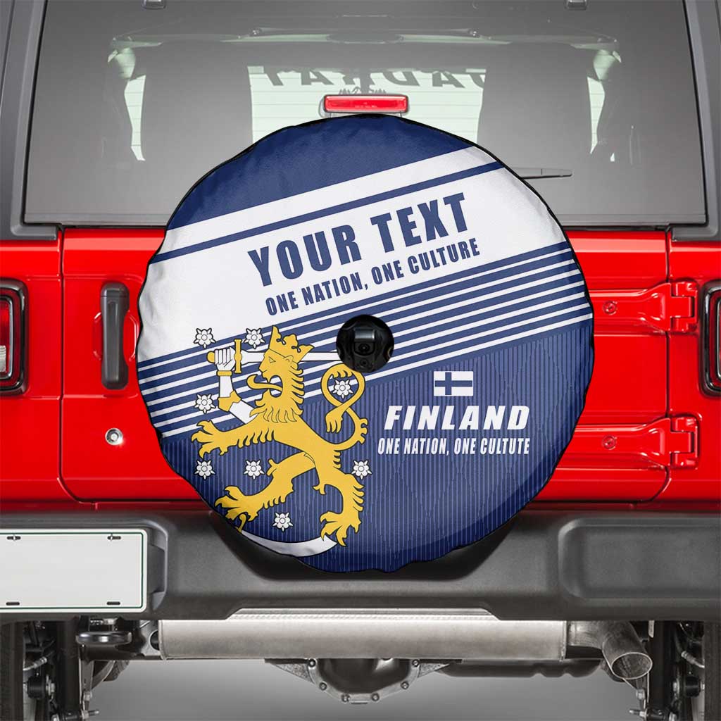 Personalized Finland One Nation One Culture Spare Tire Cover A Crowned Lion with Flag