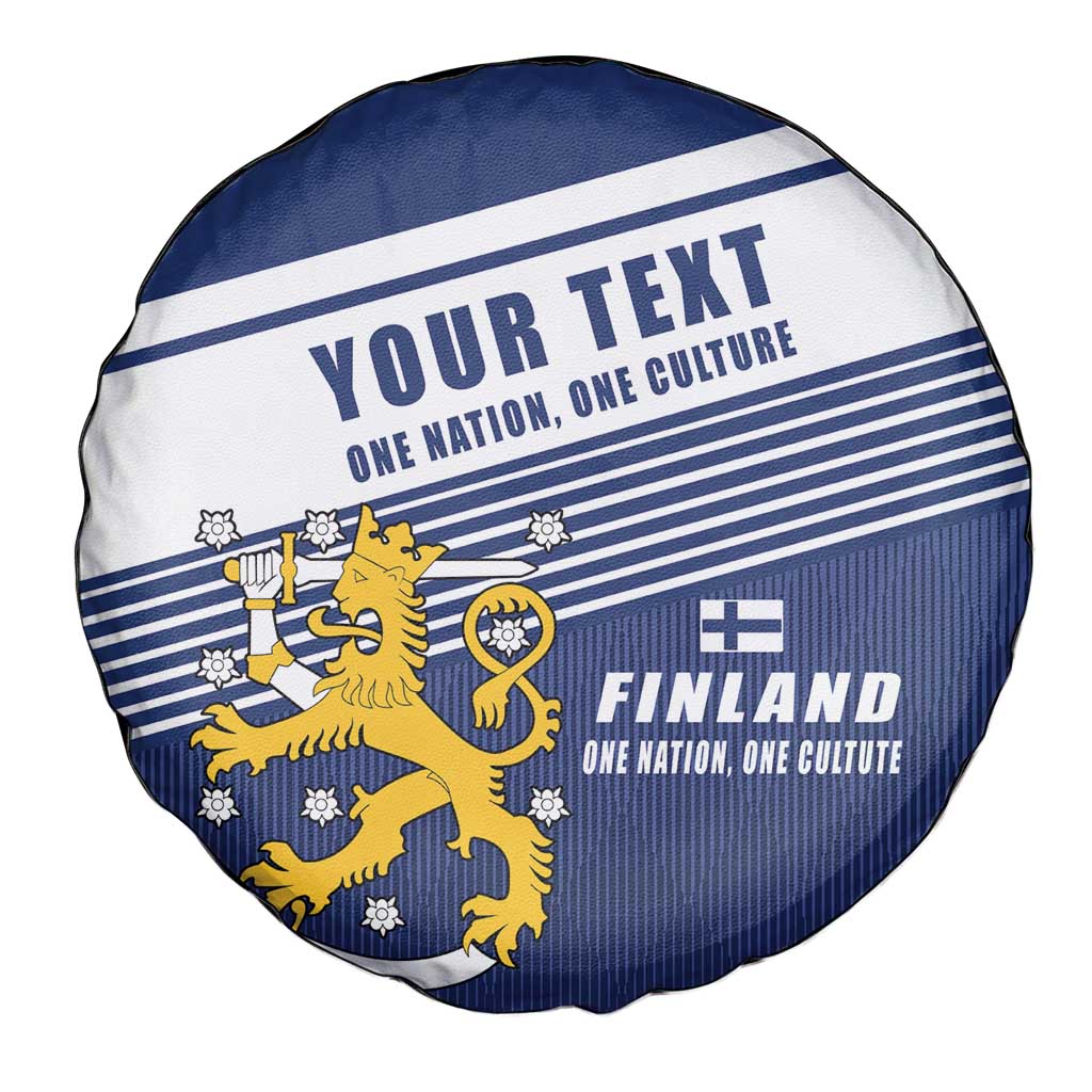 Personalized Finland One Nation One Culture Spare Tire Cover A Crowned Lion with Flag
