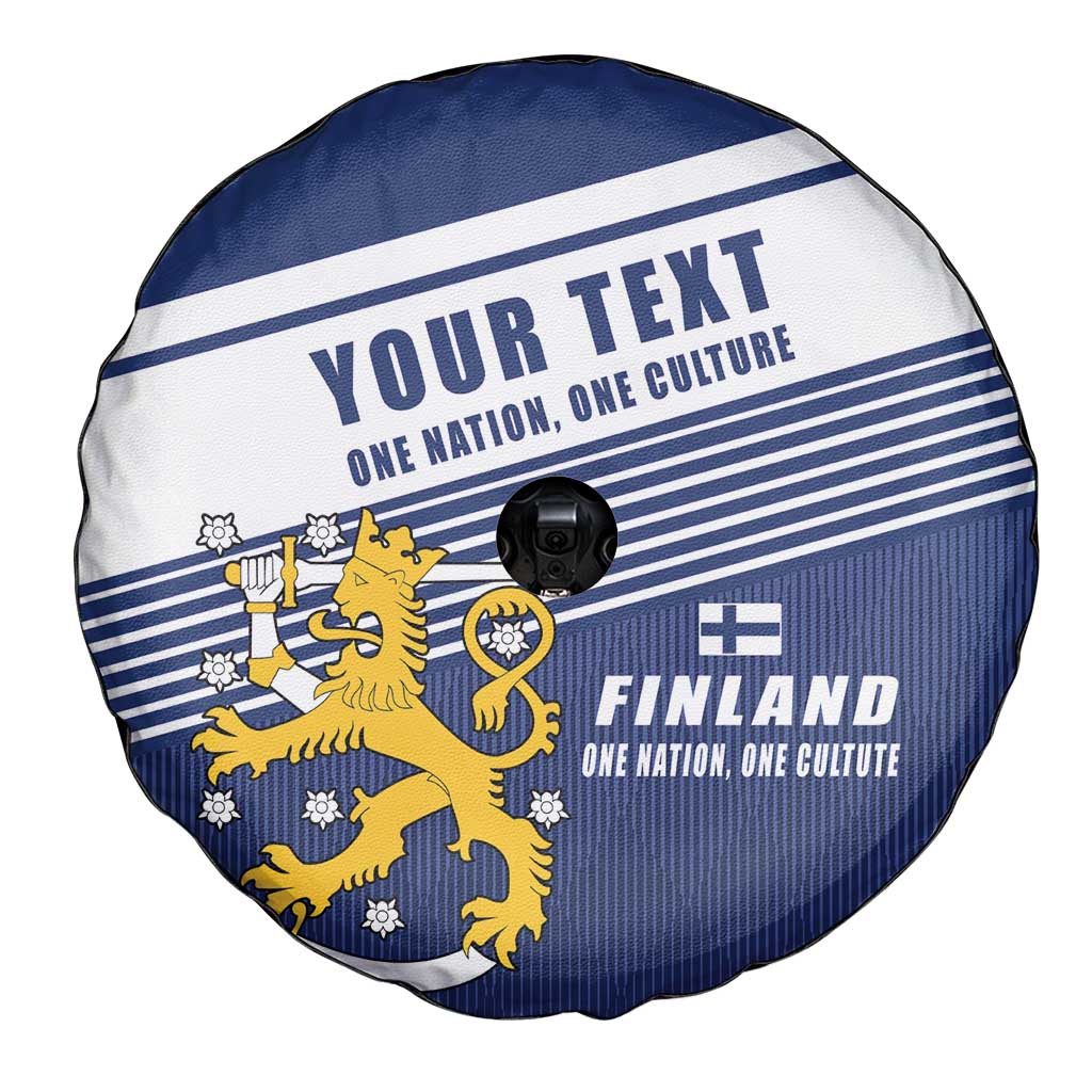 Personalized Finland One Nation One Culture Spare Tire Cover A Crowned Lion with Flag