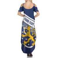 Personalized Finland One Nation One Culture Summer Maxi Dress A Crowned Lion with Flag