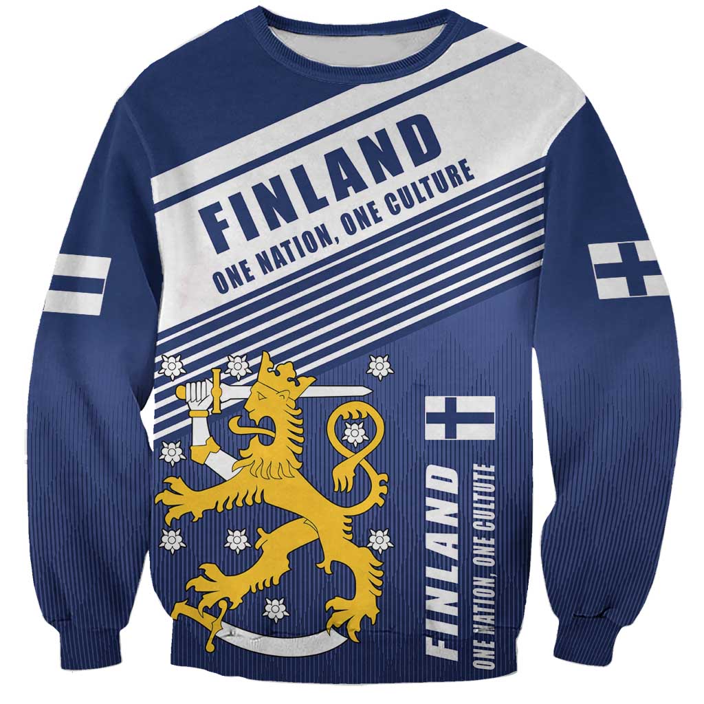 Personalized Finland One Nation One Culture Sweatshirt A Crowned Lion with Flag