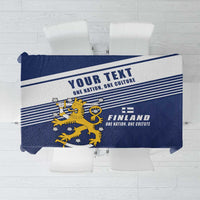Personalized Finland One Nation One Culture Tablecloth A Crowned Lion with Flag