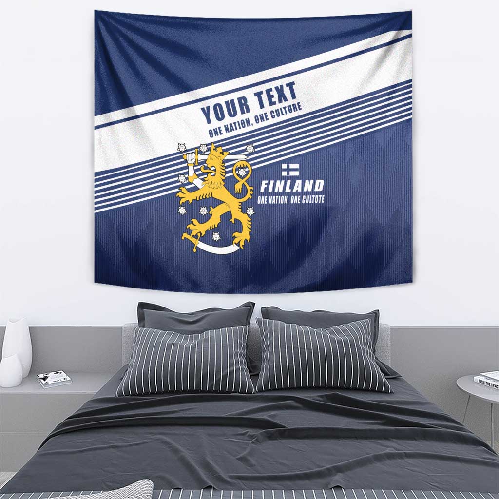 Personalized Finland One Nation One Culture Tapestry A Crowned Lion with Flag