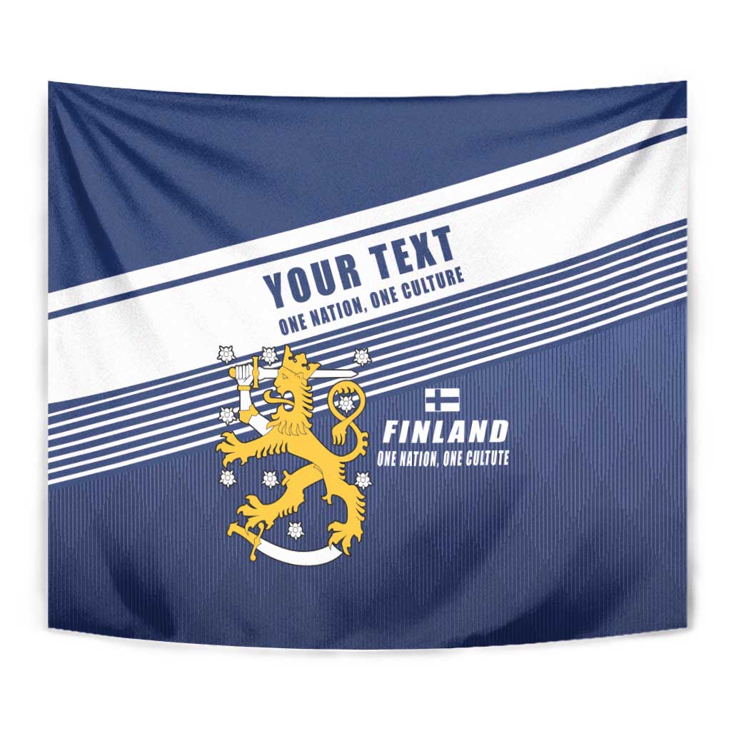 Personalized Finland One Nation One Culture Tapestry A Crowned Lion with Flag