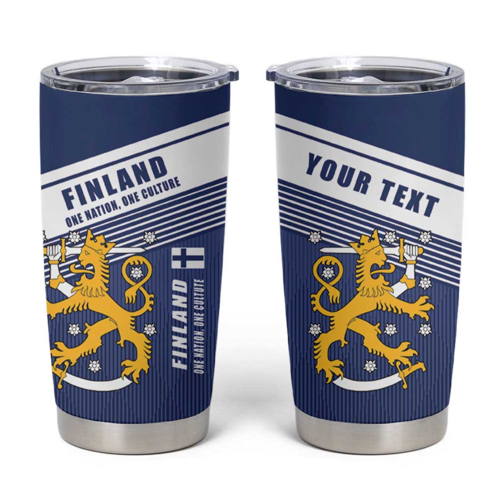 Personalized Finland One Nation One Culture Tumbler Cup A Crowned Lion with Flag