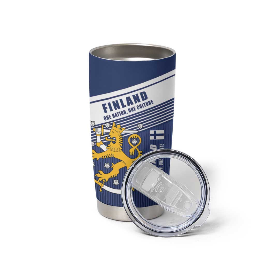 Personalized Finland One Nation One Culture Tumbler Cup A Crowned Lion with Flag