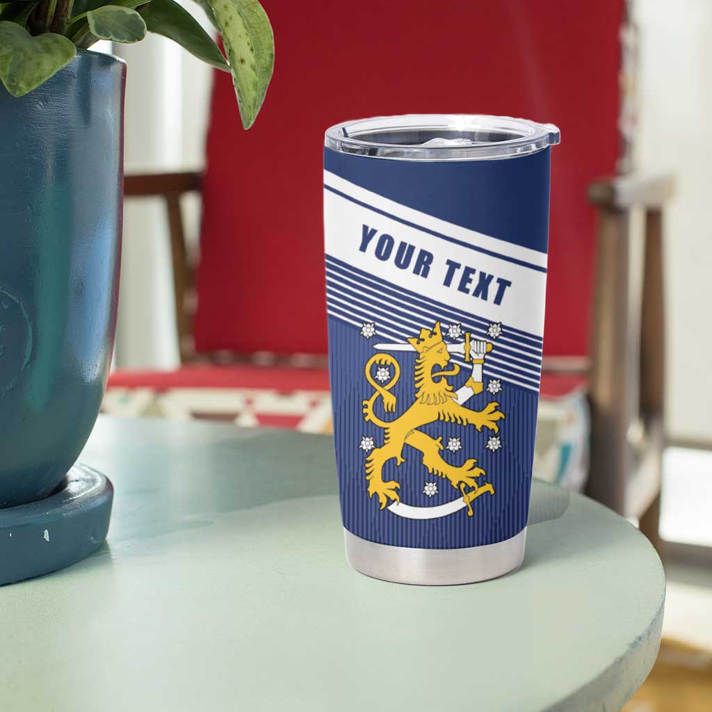 Personalized Finland One Nation One Culture Tumbler Cup A Crowned Lion with Flag