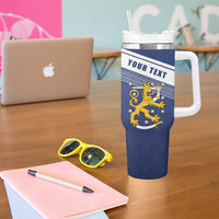 Personalized Finland One Nation One Culture Tumbler With Handle A Crowned Lion with Flag