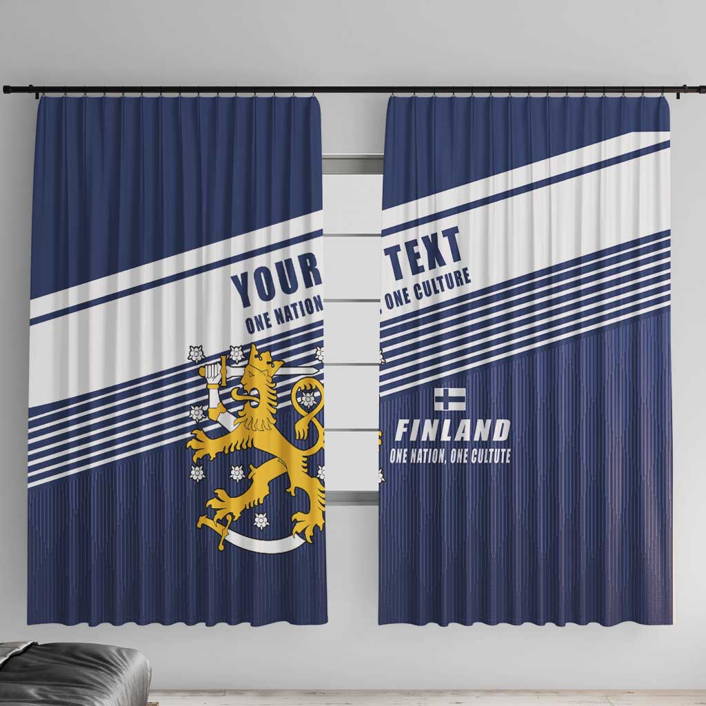 Personalized Finland One Nation One Culture Window Curtain A Crowned Lion with Flag