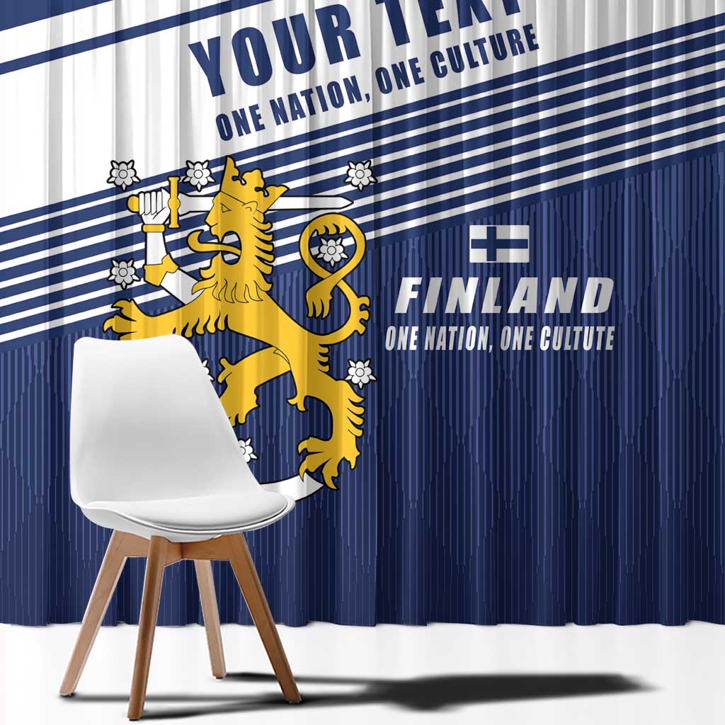 Personalized Finland One Nation One Culture Window Curtain A Crowned Lion with Flag
