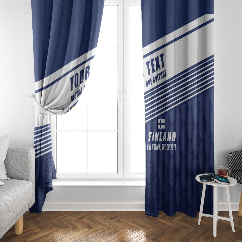 Personalized Finland One Nation One Culture Window Curtain A Crowned Lion with Flag