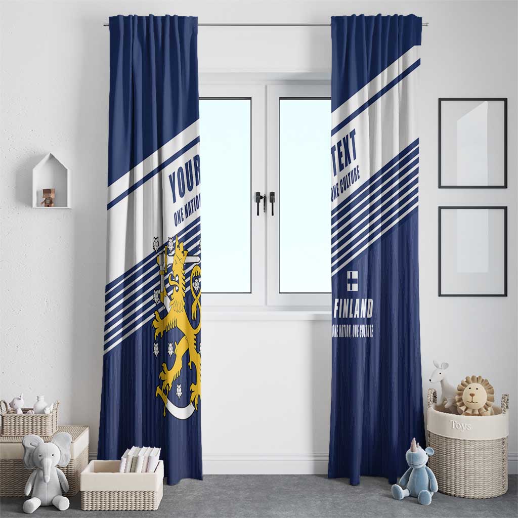 Personalized Finland One Nation One Culture Window Curtain A Crowned Lion with Flag