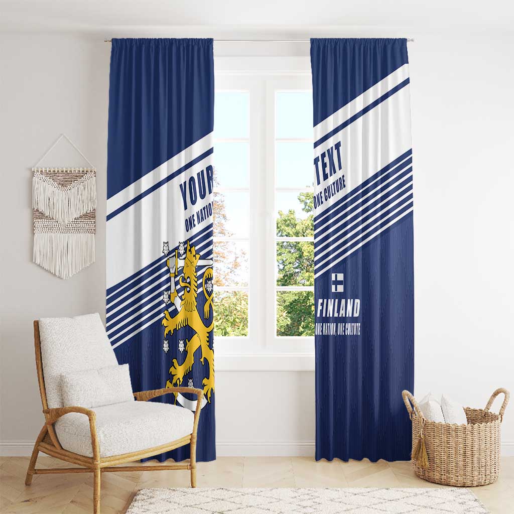 Personalized Finland One Nation One Culture Window Curtain A Crowned Lion with Flag