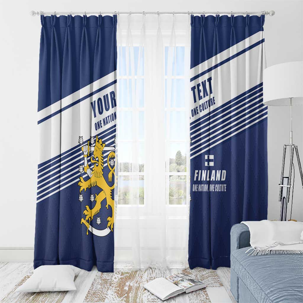 Personalized Finland One Nation One Culture Window Curtain A Crowned Lion with Flag