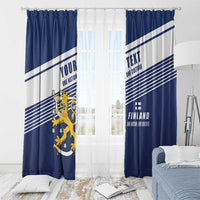 Personalized Finland One Nation One Culture Window Curtain A Crowned Lion with Flag