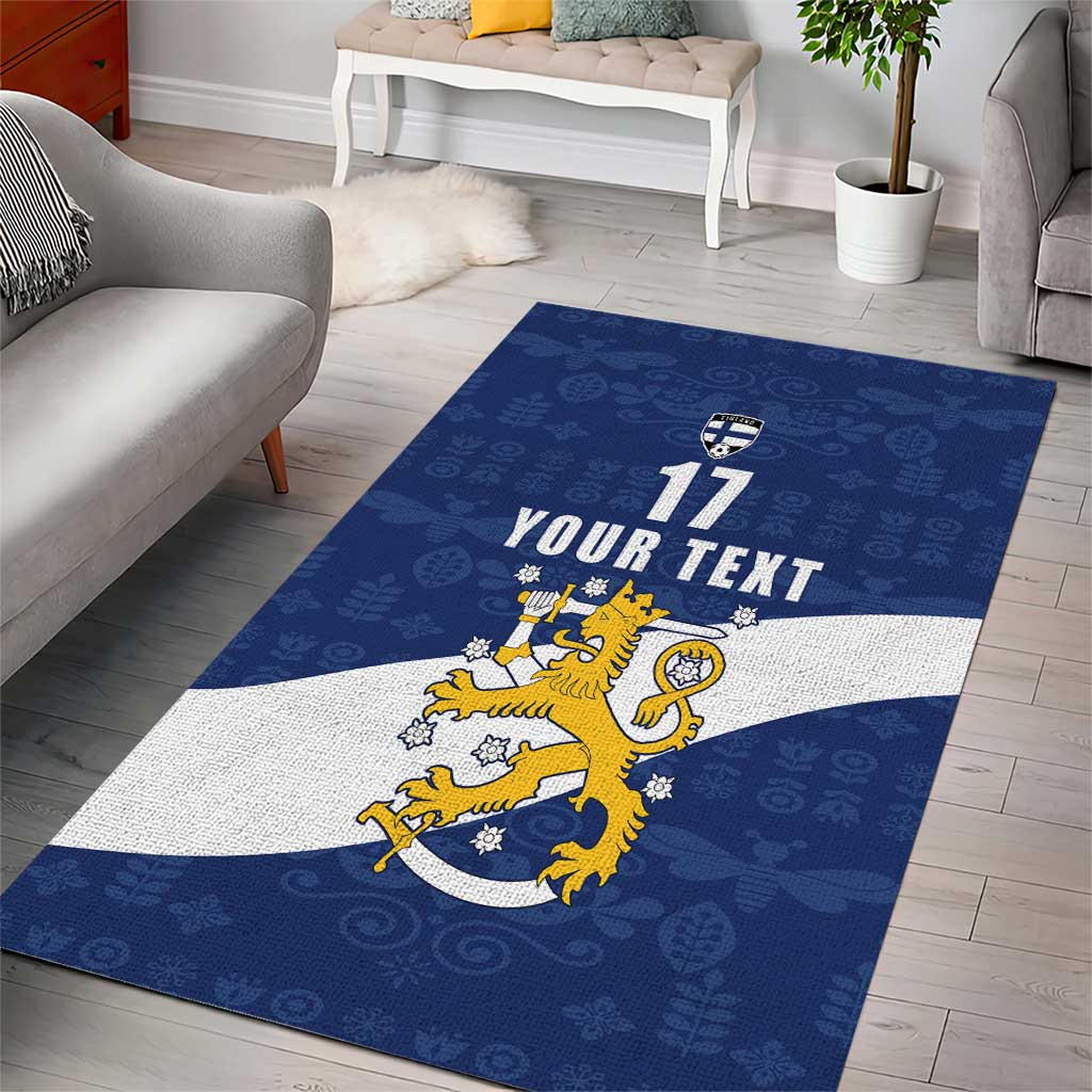 Custom Finland Football We are Champions Area Rug Huuhkajat with Finnish Folk Paterns