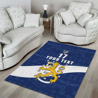 Custom Finland Football We are Champions Area Rug Huuhkajat with Finnish Folk Paterns