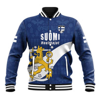 Custom Finland Football We are Champions Baseball Jacket Huuhkajat with Finnish Folk Paterns