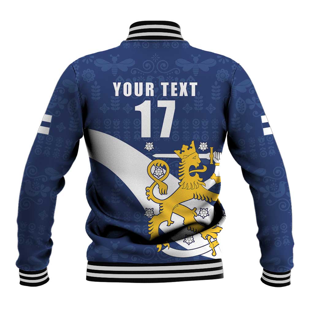 Custom Finland Football We are Champions Baseball Jacket Huuhkajat with Finnish Folk Paterns