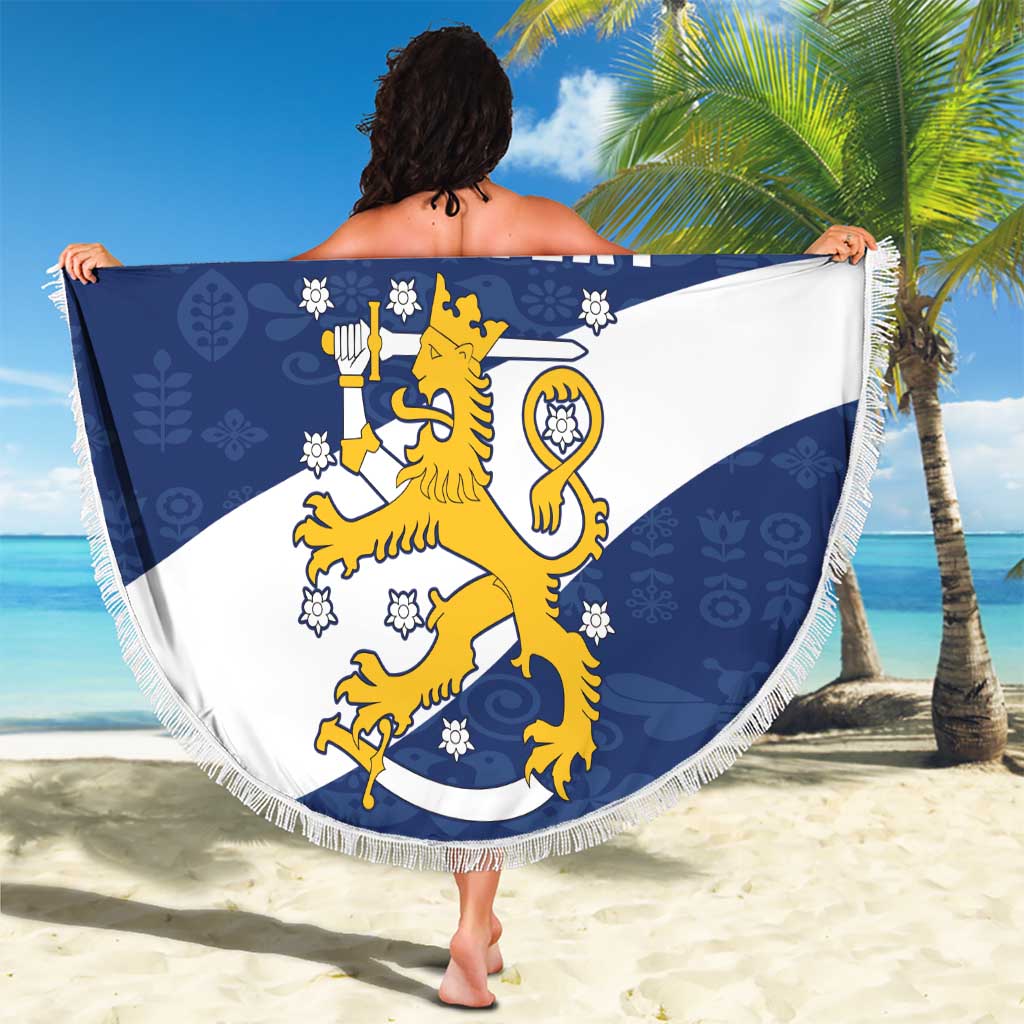 Custom Finland Football We are Champions Beach Blanket Huuhkajat with Finnish Folk Paterns