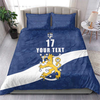 Custom Finland Football We are Champions Bedding Set Huuhkajat with Finnish Folk Paterns