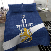 Custom Finland Football We are Champions Bedding Set Huuhkajat with Finnish Folk Paterns