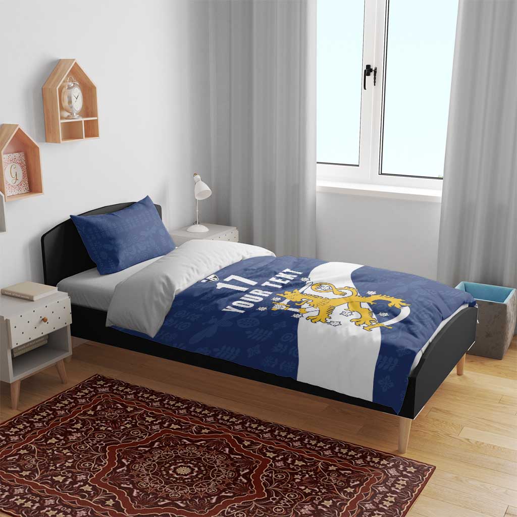 Custom Finland Football We are Champions Bedding Set Huuhkajat with Finnish Folk Paterns