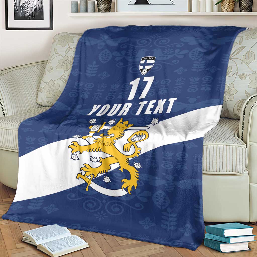 Custom Finland Football We are Champions Blanket Huuhkajat with Finnish Folk Paterns