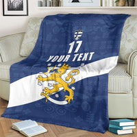 Custom Finland Football We are Champions Blanket Huuhkajat with Finnish Folk Paterns