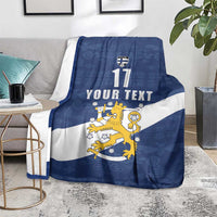 Custom Finland Football We are Champions Blanket Huuhkajat with Finnish Folk Paterns
