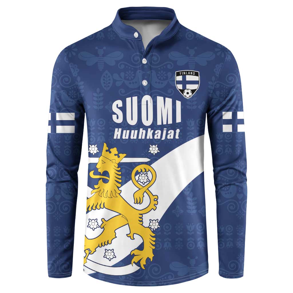Custom Finland Football We are Champions Button Sweatshirt Huuhkajat with Finnish Folk Paterns
