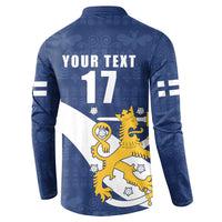 Custom Finland Football We are Champions Button Sweatshirt Huuhkajat with Finnish Folk Paterns