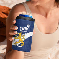 Custom Finland Football We are Champions 4 in 1 Can Cooler Tumbler Huuhkajat with Finnish Folk Paterns