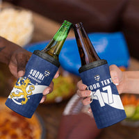 Custom Finland Football We are Champions 4 in 1 Can Cooler Tumbler Huuhkajat with Finnish Folk Paterns