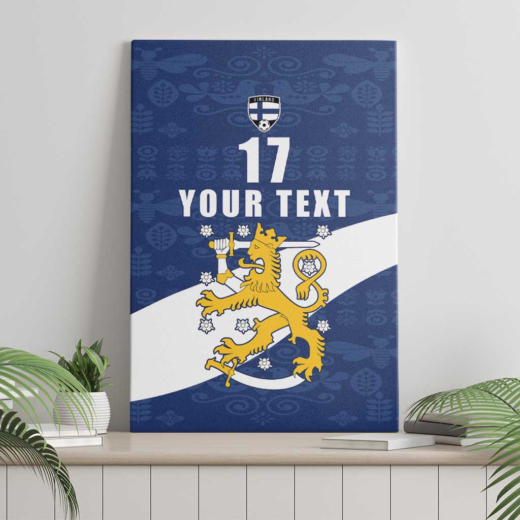 Custom Finland Football We are Champions Canvas Wall Art Huuhkajat with Finnish Folk Paterns