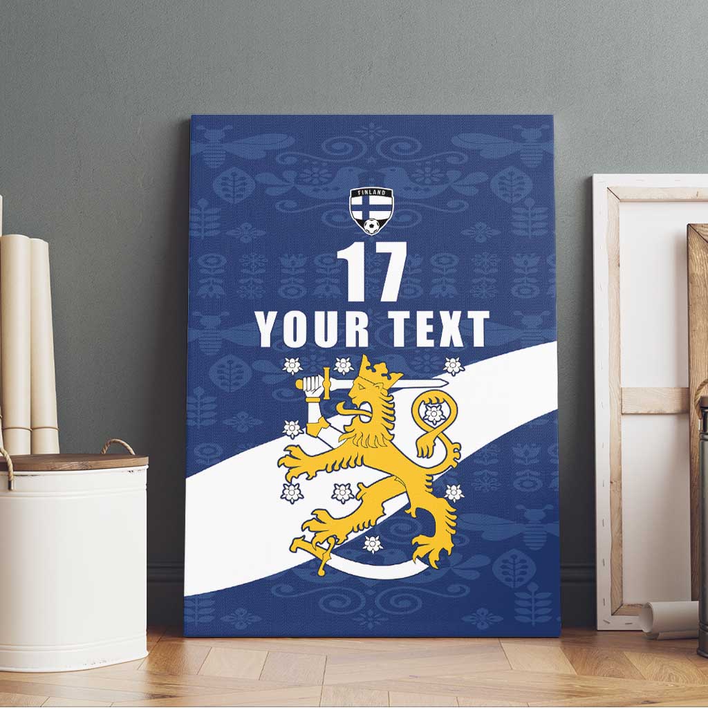 Custom Finland Football We are Champions Canvas Wall Art Huuhkajat with Finnish Folk Paterns