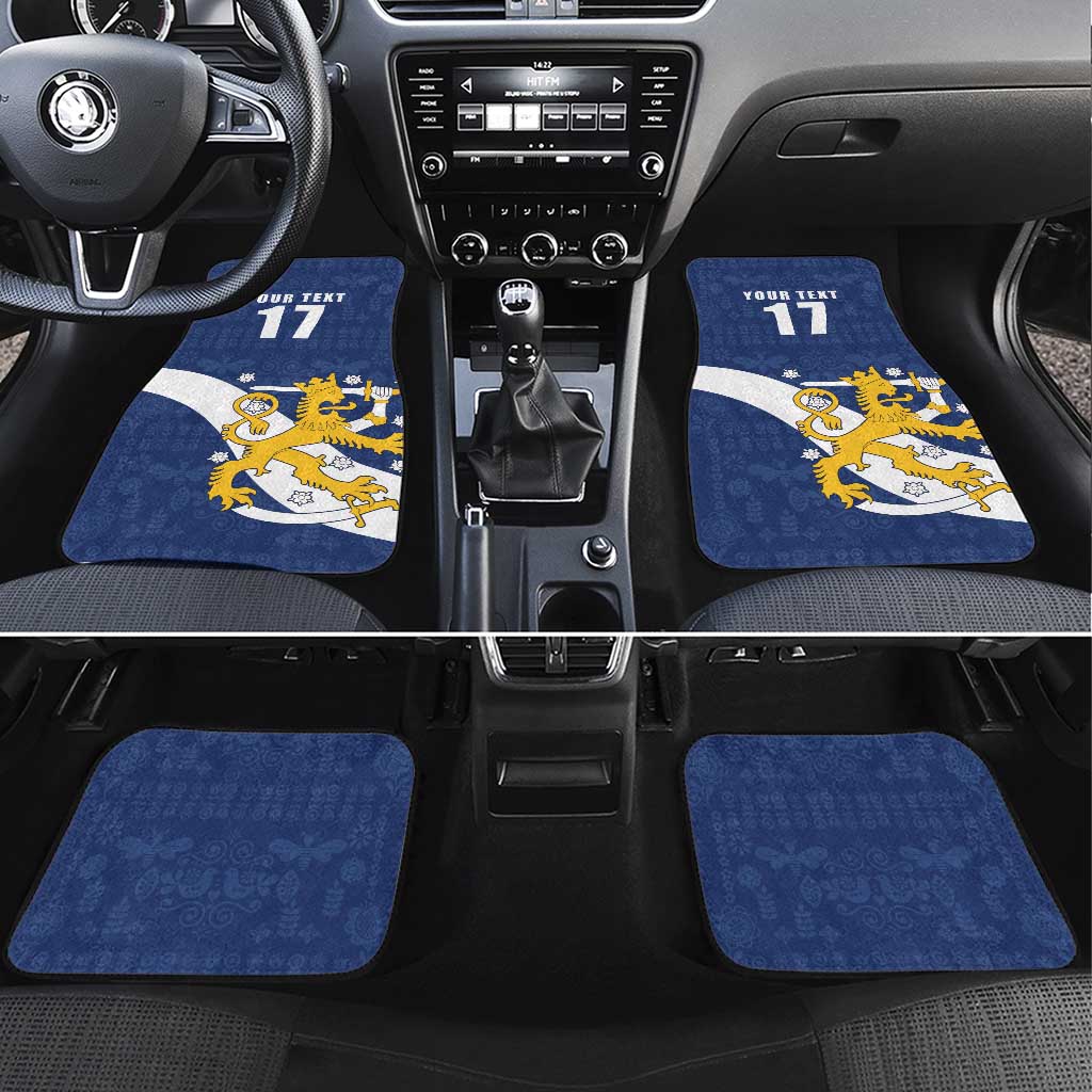 Custom Finland Football We are Champions Car Mats Huuhkajat with Finnish Folk Paterns