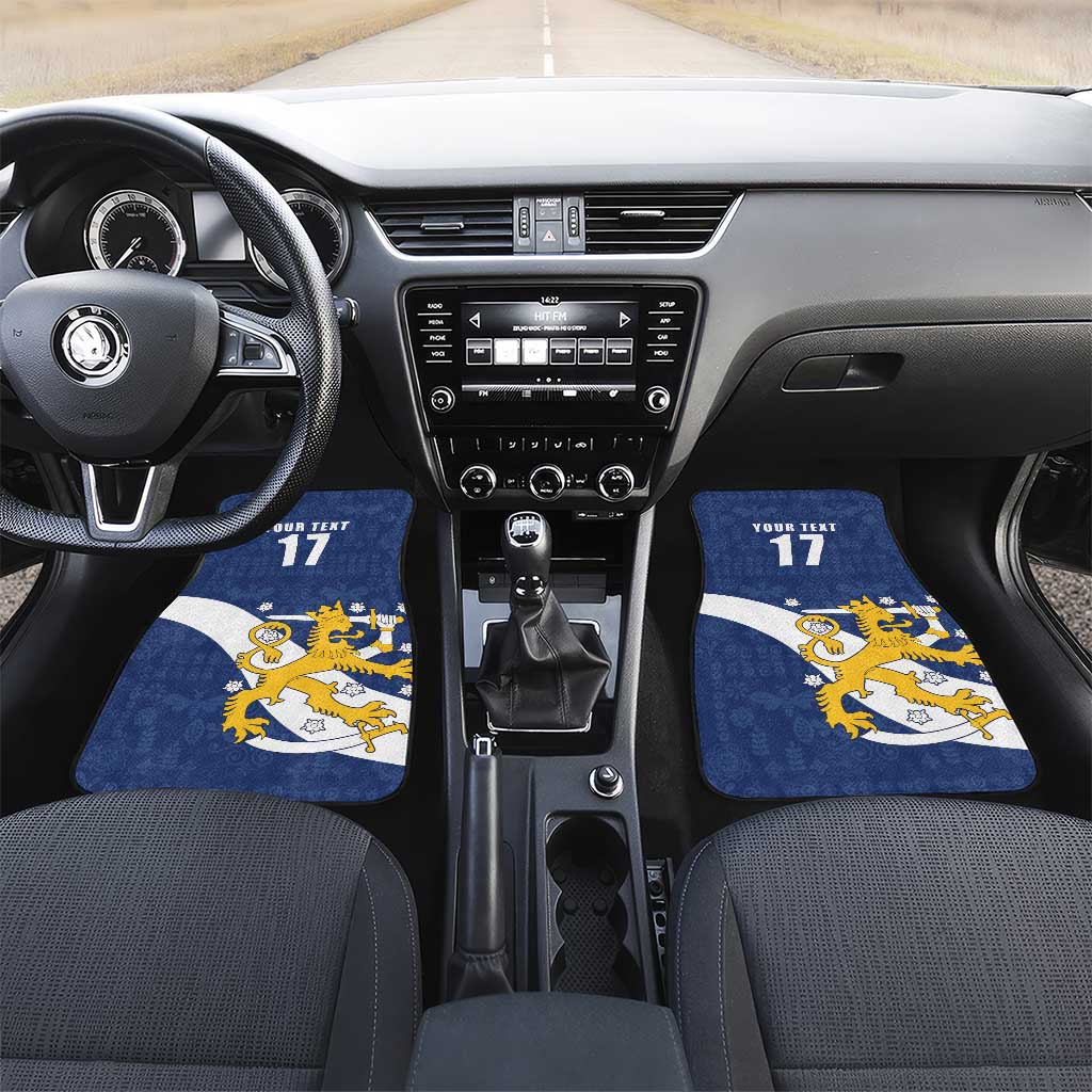 Custom Finland Football We are Champions Car Mats Huuhkajat with Finnish Folk Paterns