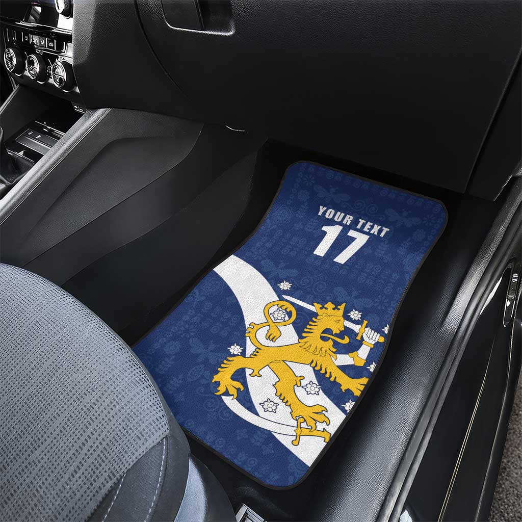 Custom Finland Football We are Champions Car Mats Huuhkajat with Finnish Folk Paterns