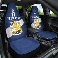 Custom Finland Football We are Champions Car Seat Cover Huuhkajat with Finnish Folk Paterns