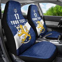 Custom Finland Football We are Champions Car Seat Cover Huuhkajat with Finnish Folk Paterns