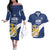 Custom Finland Football We are Champions Couples Matching Off The Shoulder Long Sleeve Dress and Hawaiian Shirt Huuhkajat with Finnish Folk Paterns