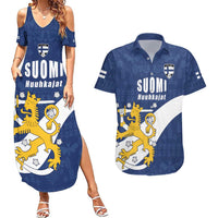 Custom Finland Football We are Champions Couples Matching Summer Maxi Dress and Hawaiian Shirt Huuhkajat with Finnish Folk Paterns