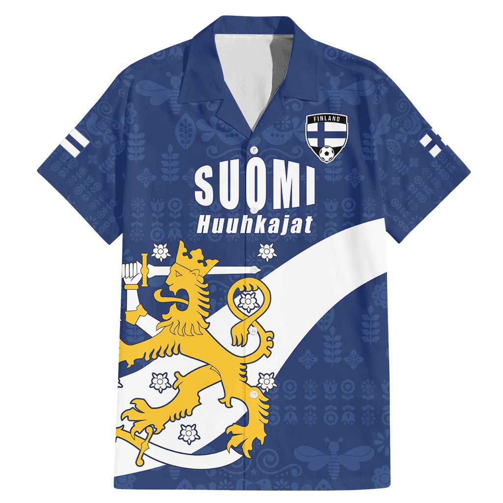 Custom Finland Football We are Champions Family Matching Mermaid Dress and Hawaiian Shirt Huuhkajat with Finnish Folk Paterns