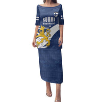 Custom Finland Football We are Champions Family Matching Puletasi and Hawaiian Shirt Huuhkajat with Finnish Folk Paterns