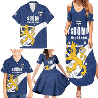 Custom Finland Football We are Champions Family Matching Summer Maxi Dress and Hawaiian Shirt Huuhkajat with Finnish Folk Paterns